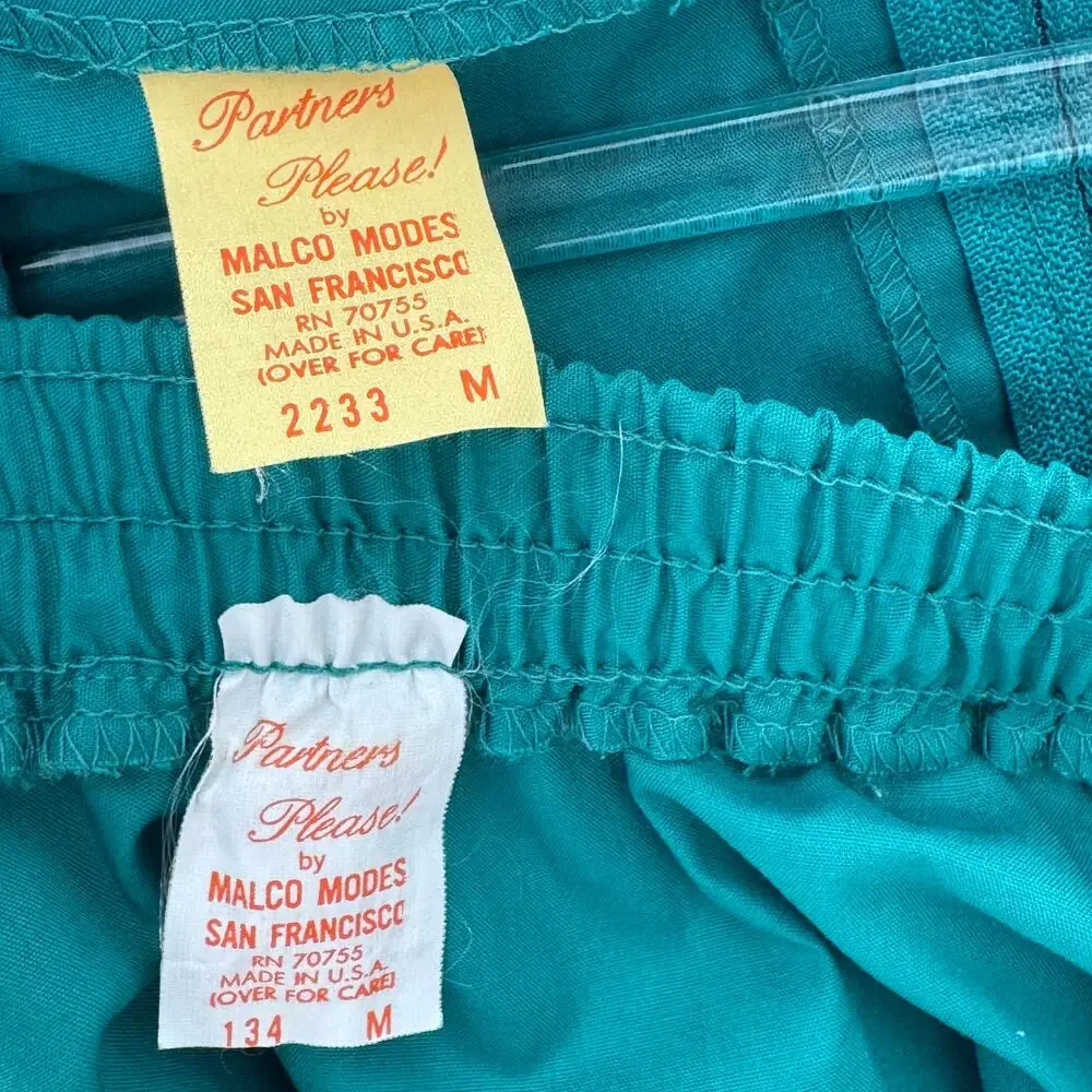 Vintage 1970s Partners Please Malco Modes Green Prairie Skirt Top Set M USA